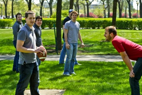 Pickup football in Grant Park.